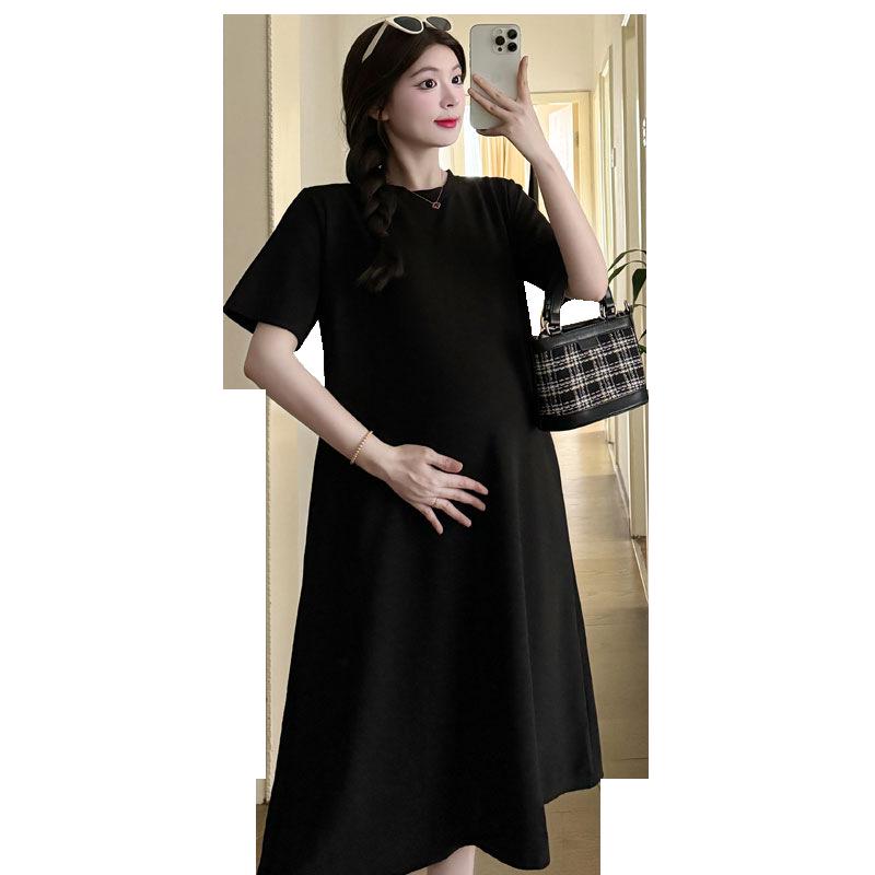 2026 Summer Korean Style Loose Round Neck Casual Little Black Mid-length Dress