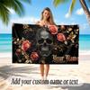 Skull Gothic Theme Beach Towel Personalized Custom Name & Text Soft Quick Dry Beach Towel for Swimming Travel