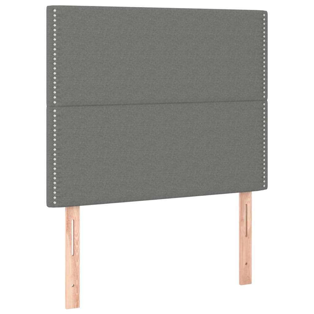 Box Spring Bed with Mattress Dark Gray 90 x 200 cm Fabric