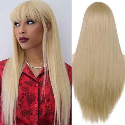 Lange gerade synthetische Perücken blonde Farbe Frauen Cosplays Perücke 30 Zoll Mittelteil Haarperücke für Mädchen