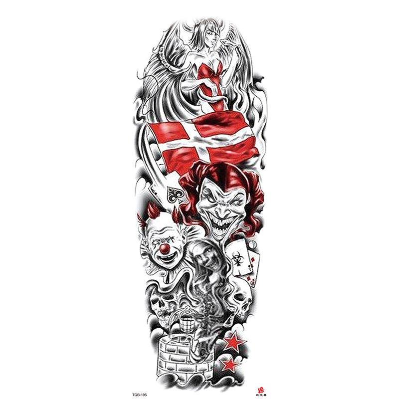 Waterdichte tattoo stickers voor de hele arm: Jezus, Maagd Maria, Kroon, Leeuw-ontwerp