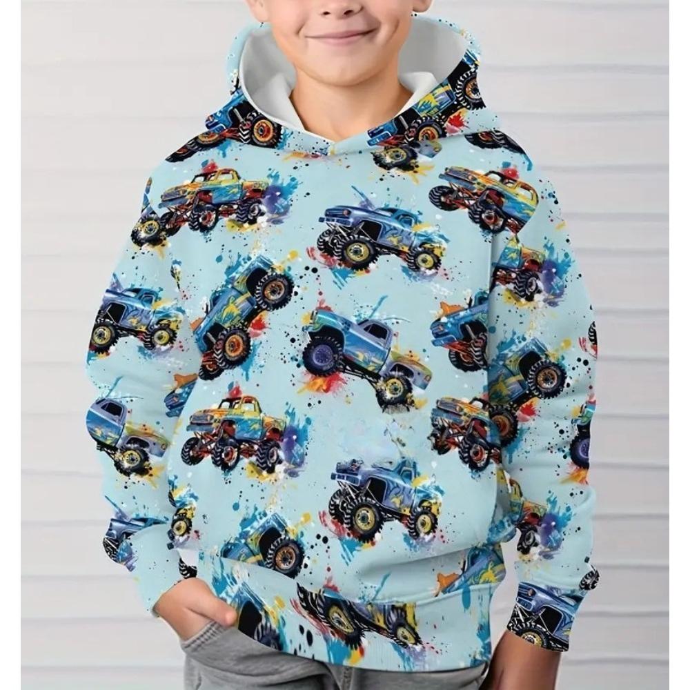 Autumn Comfortable Sports Leisure Long Sleeved Pullover Hooded Sweatshirt Children Creativity Fun Series Pattern Loose Versatile Pocketless 3d Hoodies