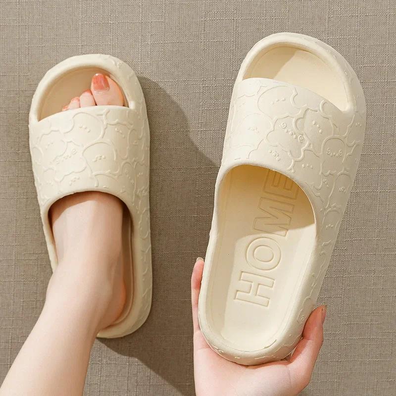 Fashion Women Soft Sole House Slippers 2024 Summer Beach Thick Platform Slipper Sandals Women Korean Eva Slippers Couple Home Flip Flop