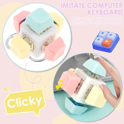 5 Pièces Jouet Clickeur de Clavier pour Adultes Porte-clés Jouet Clavier Mécanique Portable Bouton de Touche Cube Amusant pour Adultes Cadeaux
