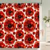 Red Flowers Shower Curtains Waterproof Fabric Floral Bath Curtains For Bathroom Bathtub Large Wide Bathing Cover With Hooks