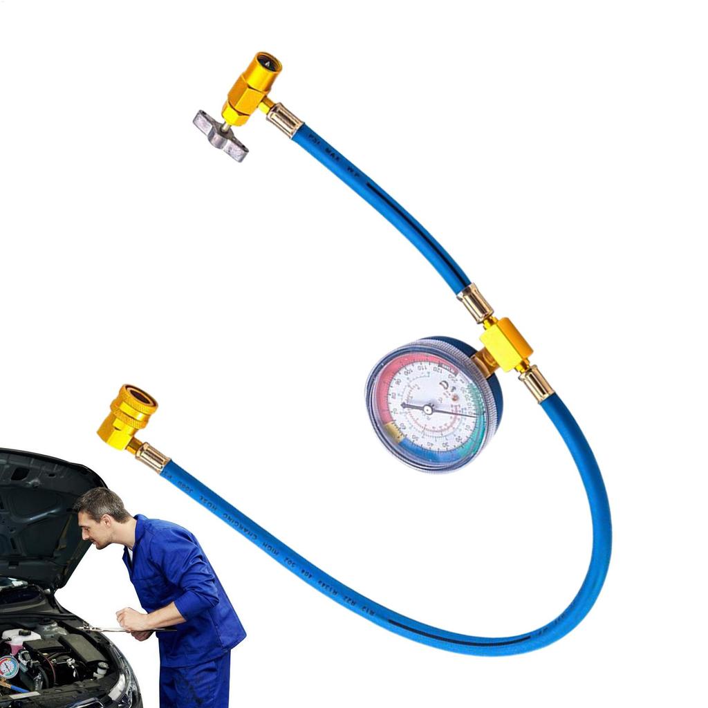 Car AC Air Conditioning R134A Refrigerant Recharge Measuring Hose With Pressure Gauge Pressure For Auto Repair Truck RV SUV