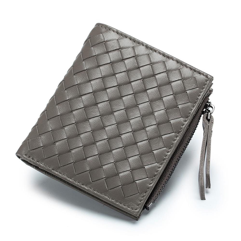 Neue kurze ultradünne gewebte Geldbörse mit großer Kapazität, europäische und amerikanische Mode-Geldbörse, Reißverschluss-Münzfach, Kartenfach, Herren