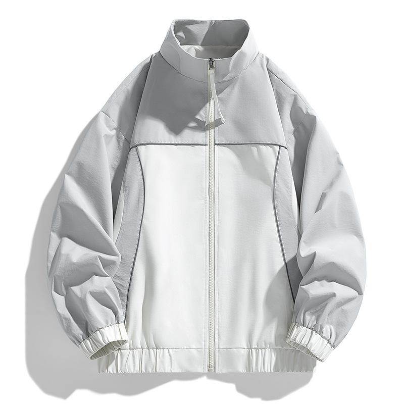 

Autumn Jacket Men s Stand-up Collar Color Matching Coat Fashionable Versatile Men s Jacket Coat Men 4XL