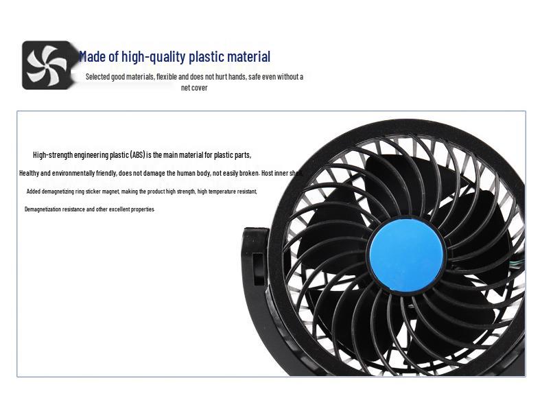 Elektrischer Auto-Ventilator mit zwei Köpfen für 12V/24V Fahrzeuge - Leistungsstarke Kühlung für Autos, LKWs und Lieferwagen
