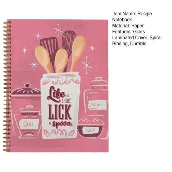 Life Is Short Lick The Spoon A Blank Recipe Journal Cookbook Spiral Bound Notebook To Organize Your Recipes