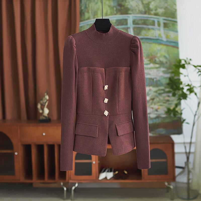 French Light Luxe Beaded Knit Top & Midi Skirt Set for Women