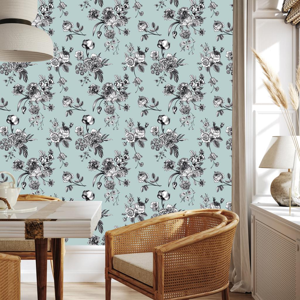 Stylish Blooming Flowers Wallpaper for Living Room and Bedroom 50x1000