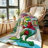Ho Ho Ho Merry Grinch Christmas Theme Cartoon Flannel Blanket Soft Warm Throw Blanket For Office Sofa Lightweight Home Decor Memorial Gift