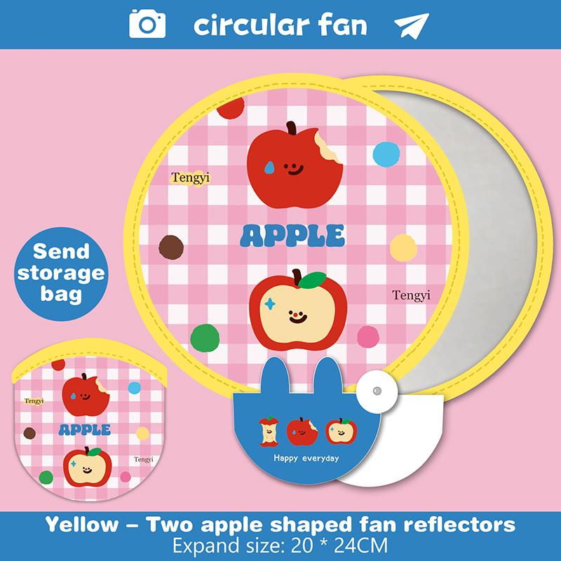 Ventilateur de groupe pliant mignon de dessin animé Plaque réfléchissante pour photographie en extérieur Mini ventilateur de poche rond pratique Ventilateur pliant portable