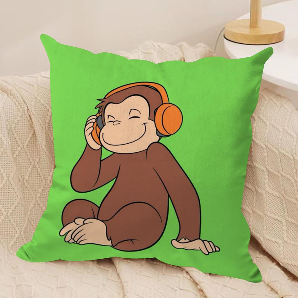 GeorgeThe Curious Monkey Cushion Cover Soft Plush Fabric DoubleSided Printed Sofa Cushion Cover for All Seasons Home Decor Gift