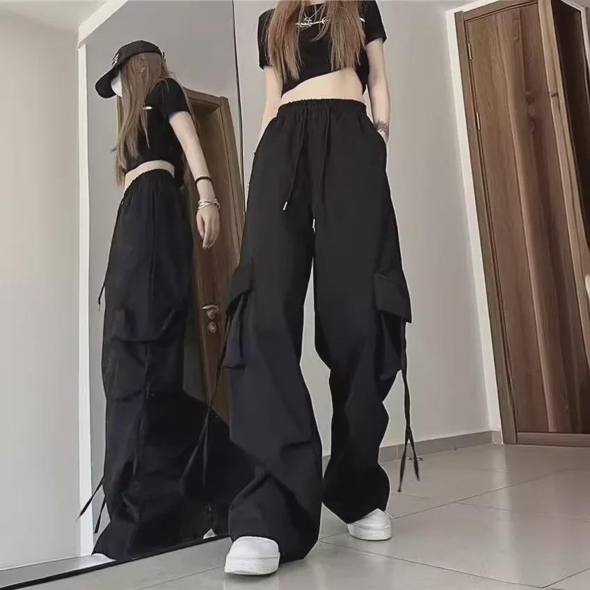 2024 High Street Hong Kong Style Retro Men's Wide Leg Solid Color Casual Pants