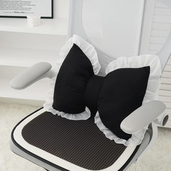 Bow-shaped Pillow Ruffle Lace Decor Fluffy PP Cotton Filling Holiday Adds Elegance And