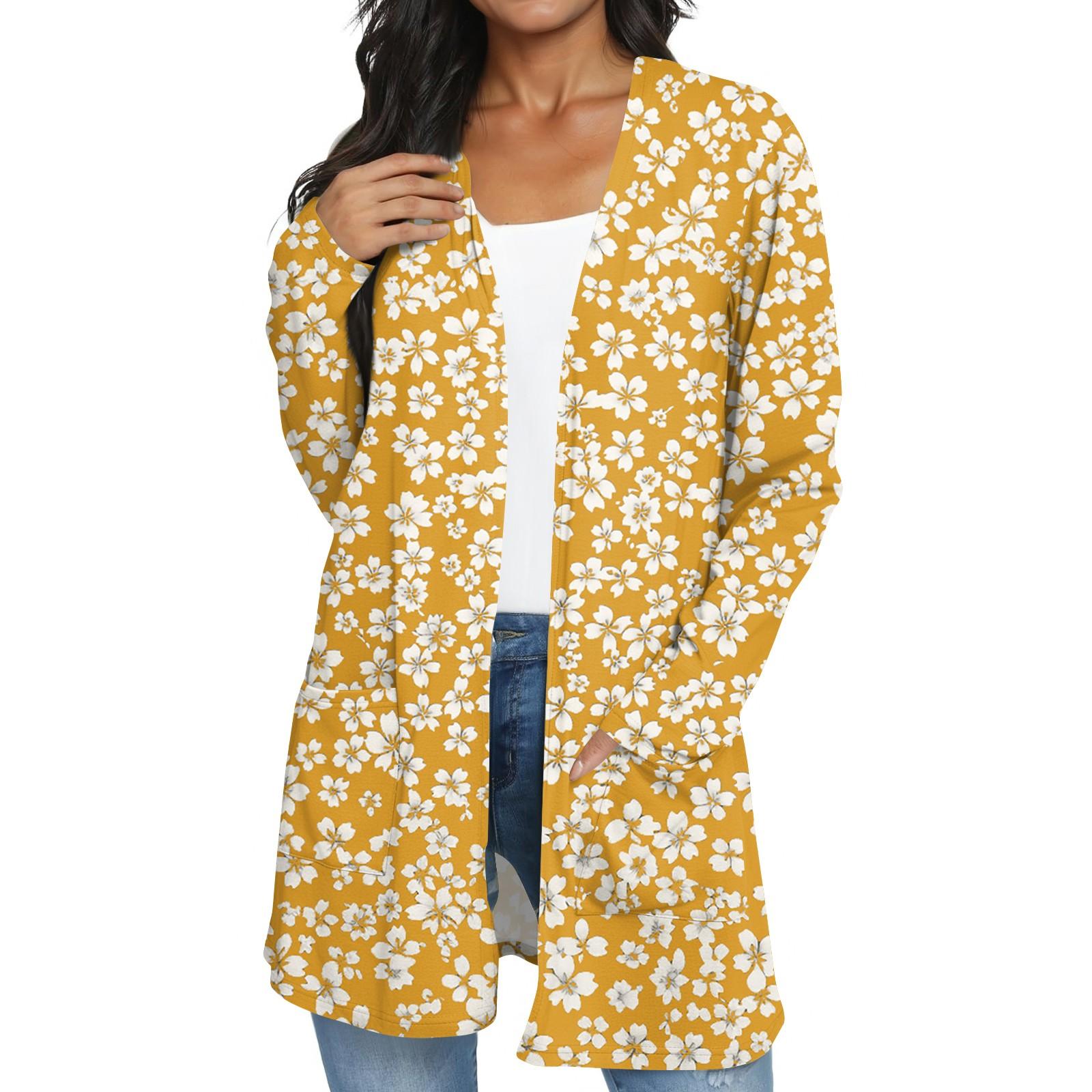 

Женская модная повседневная куртка-кардиган средней длины в стиле ретро с цветочным принтом L