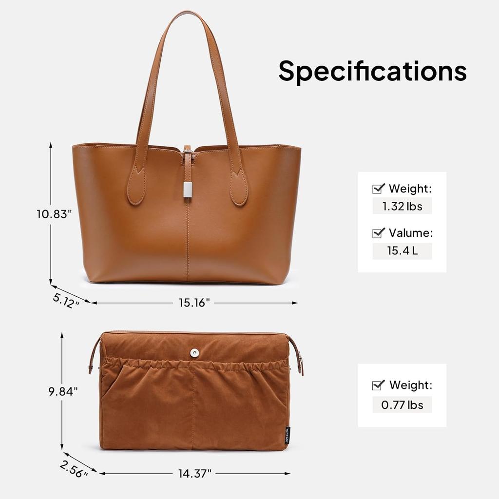TOPEAST Tote Bag for Women 15.6" Work Handbag with Removable Laptop Sleeve