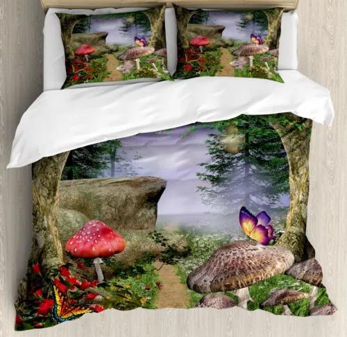 Psychedelic Mushrom Soft Duvet Cover Beding Set Decoration Gift Suitable for Children Young Boys Young Girls Plus Adult Peoples Soft Plus Breathable