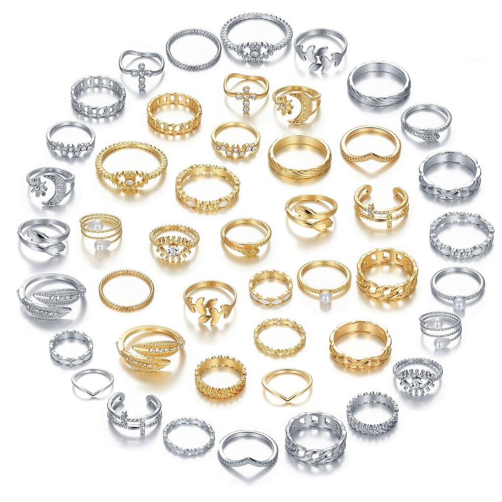Simple and Elegant Wheat-ear Pearl Ring with Diamond accents23A Set of Retro and Fashionable Accessories for Women