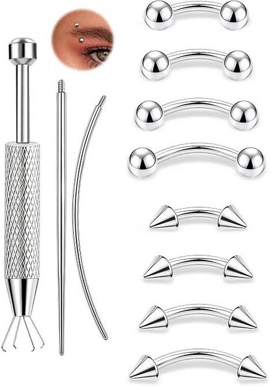 Versatile Piercing Jewelry Set: Nose Rings, Lip Studs, Tongue Rings