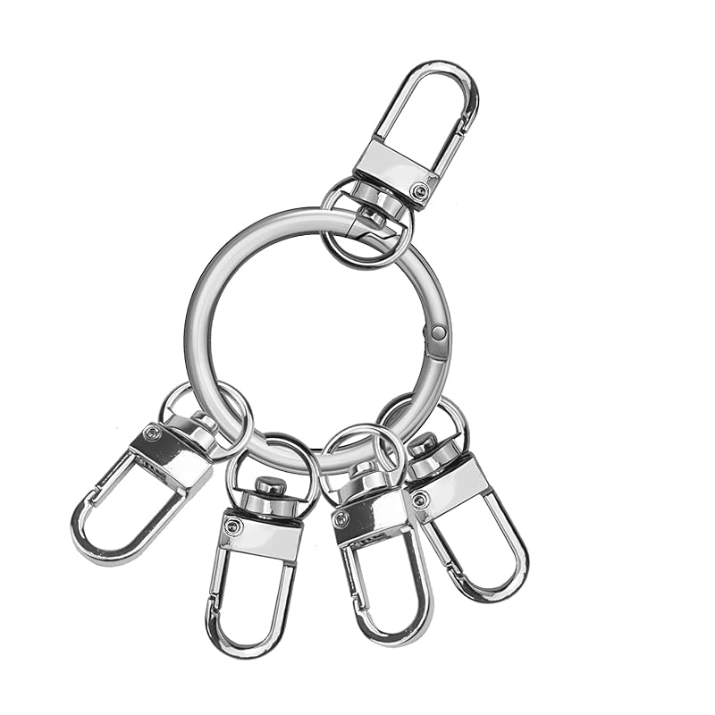 

[AMUU] eggplant set of 5 rotating hook 360 degree rotation accessories Metal fittings One-touch type key ring and round shape carabiner key ring