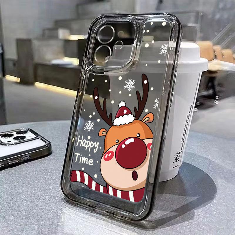 Santa Claus Elk Snowman Christmas Phone Case For iPhone 13 11 12 14 15 16 Pro Max Plus 12 13 Mini XR 8 7 Plus SE 2022 X XS Cover