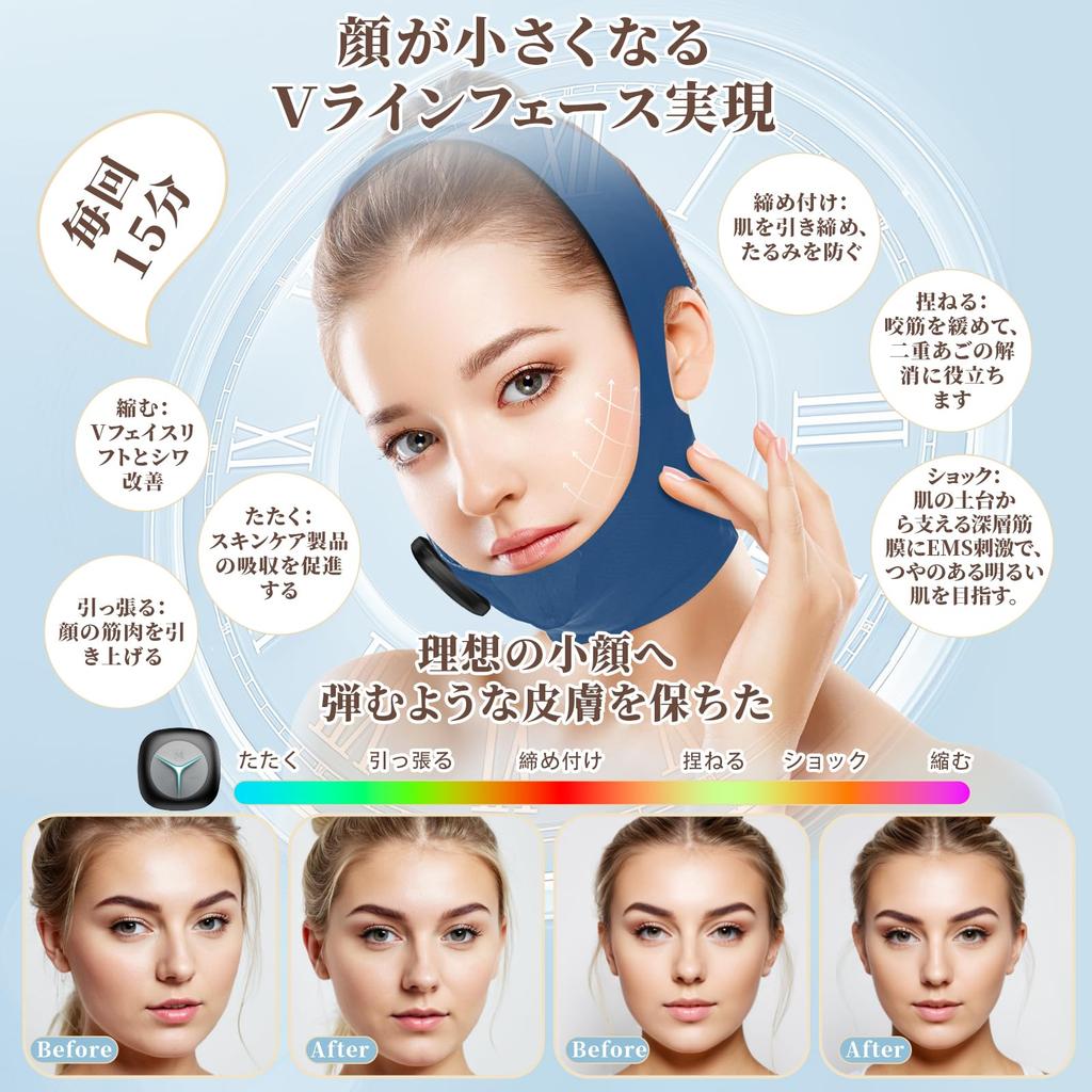 LOVEKA Facial Massager EMS V Face Belt 6 Modes 10 Levels Adjustable Intensity Breathable High Elasticity Remote Control USB Rechargeable Home Use