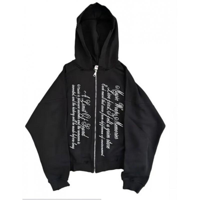 Y2K Vintage Print Rits Hoodie Dames Streetwear Casual Gothic Sweatshirt