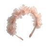 Soft Yarn Headband with Gauze Flowers Faux Pearls Decor Romantic