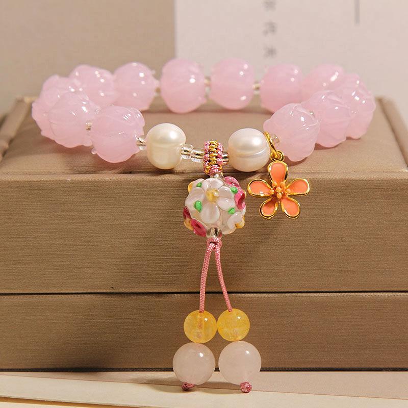 

Браслет из натурального агата и хрусталя, женский легкий роскошный браслет-кулон, женский ювелирный подарок