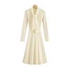 A New High-end Women's Autumn and Winter Dress with A Scarf Collar and A Cinched Waist