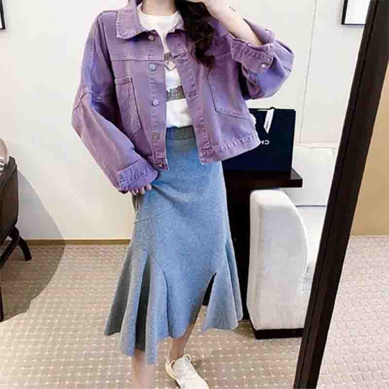 Women's Spring and Autumn Loose Denim Jacket Korean Style All-match Top Trendy Clothes Casual Coat Punk Streetwear Short