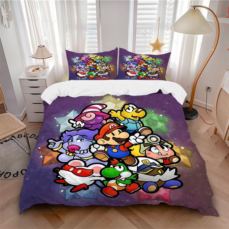 

3pcs bedding set Mario Party Includes 1 Comforter+2 Pillowcases, Without Pillow Inserts, Soft Comfortable, Lightweight Breathable,212 135x200cm