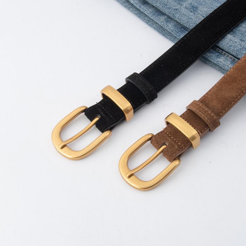 New Suede Leather Women'S Belt Cowhide Casual Pants Jeans Skirt Decoration Needle Buckle Women'S Belt