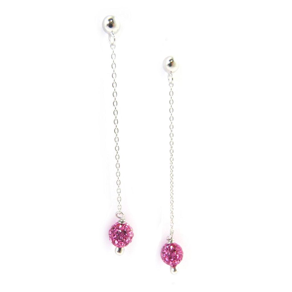 Les Trésors De Lily [L9746] - Pink 'Sissi' Silver Earrings (crystal)