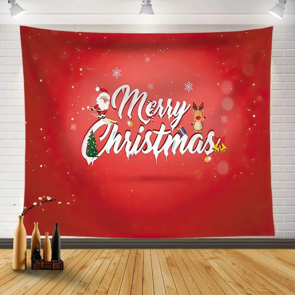 Christmas Party Red Background Tapestry Bedroom Living Room Home Christmas Decoration Tapestry