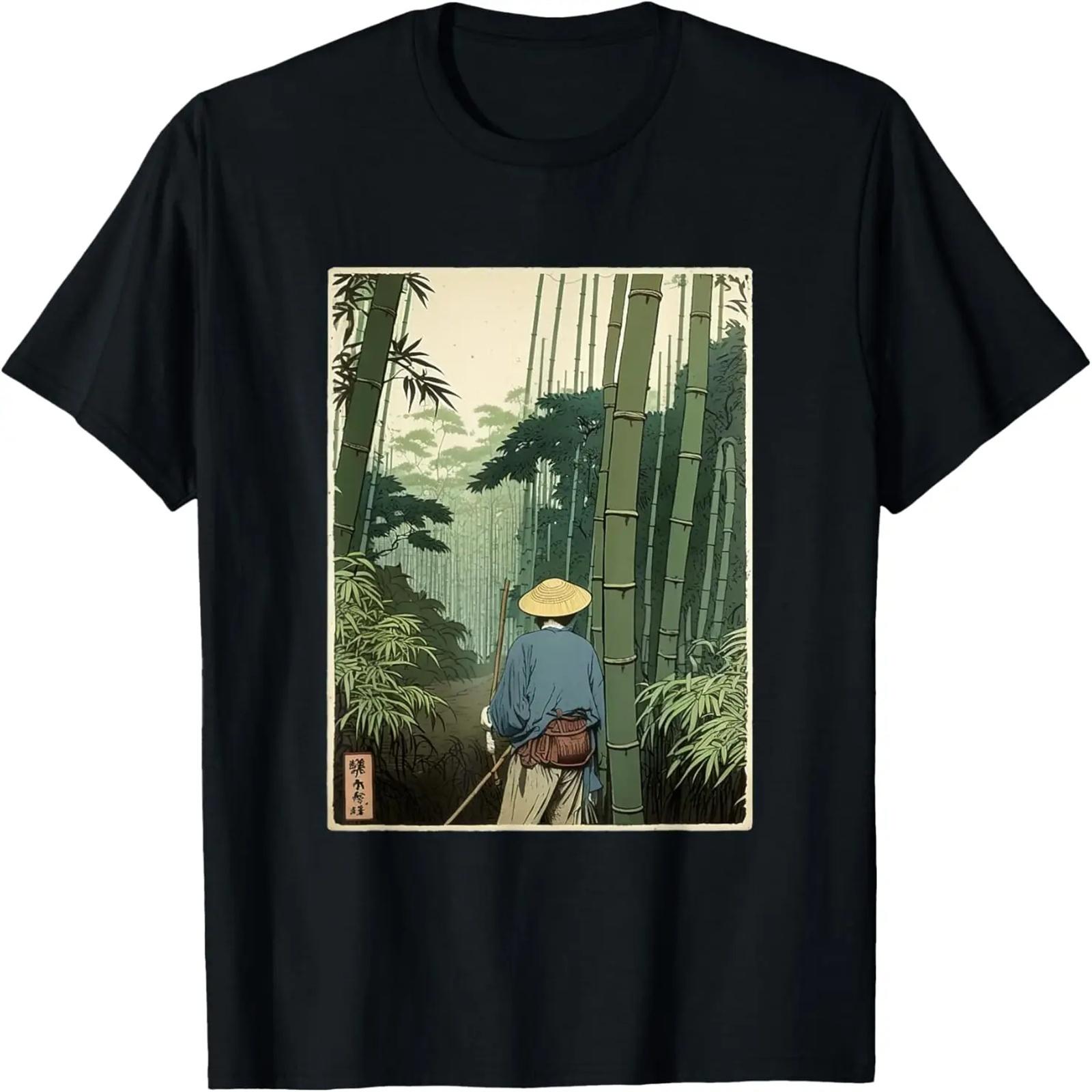 

Japanese Bamboo grove Woodblock Art Spiritual nature vintage T-Shirt XXXXXL чёрный