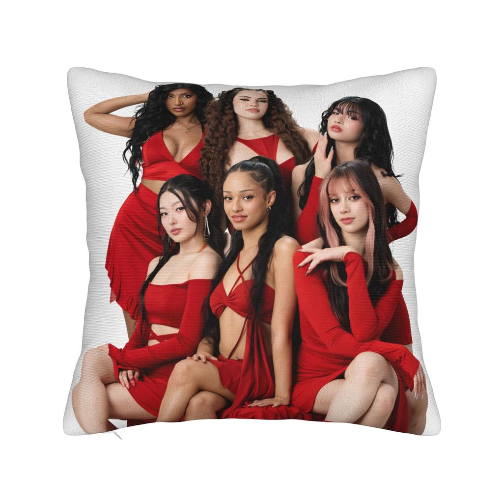 New Kpop Style Girls Katseyes Pillow Cover Graphic Cushion Cover Funny Pillow Case For Chair Sofa Home Decor