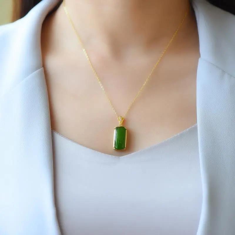 

Green pendant jewelry necklace literary retro unisex