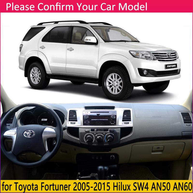 For Toyota Fortuner 2005~2015 AN50 AN60 Hilux SW4 SR5 Anti-Slip Mat Dashboard Cover Pad Sunshade Dashmat Carpet  Accessories Ru