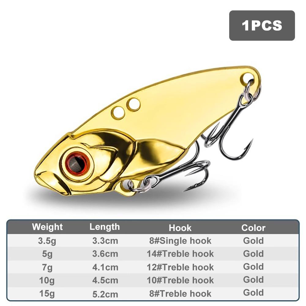 5g VIB Fishing Lure Slow Sinking 3D Rattlesnake Iron Jig High Vibration Zi Alloy Sinking Vibration Baits for Predatory Fish золотой