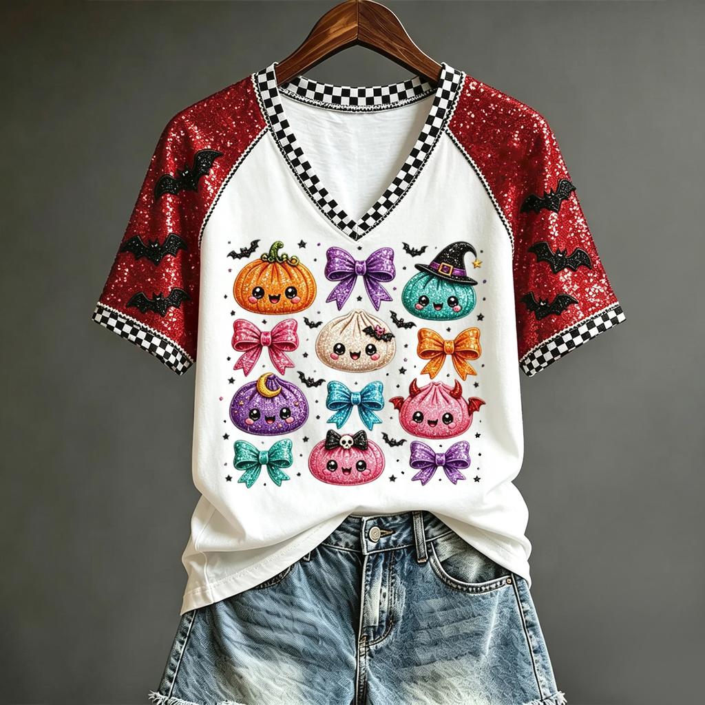 Women's Cute Halloween Printed Short Sleeve T-Shirt