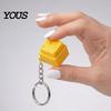 PLA Cheese Clicker Simulated Fidget Keychain, 3D Printed Cube Finger Clicker, Anxiety Stress Relief Push Button Toy for Office Classroom