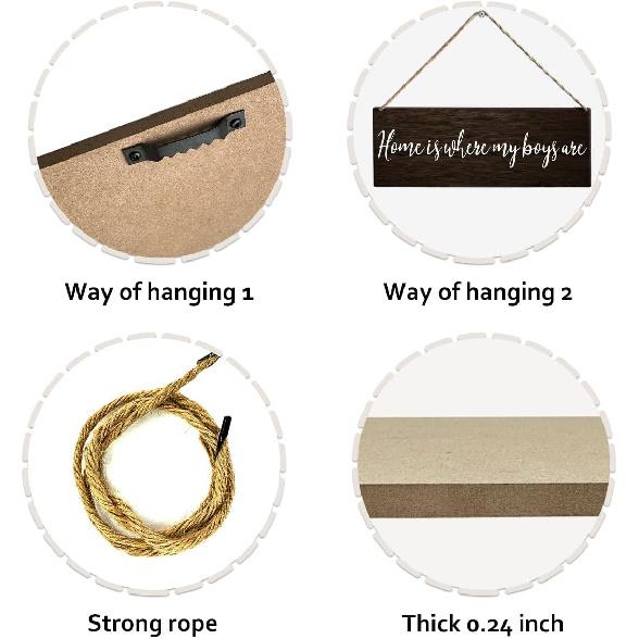 Boy Mom Gifts, New Mom Gifts, Home is Where My Boys are Wood Sign Decor, Farmhouse Wall Hanging Decoration for Home Bedroom, Boy Mom Mother's Day