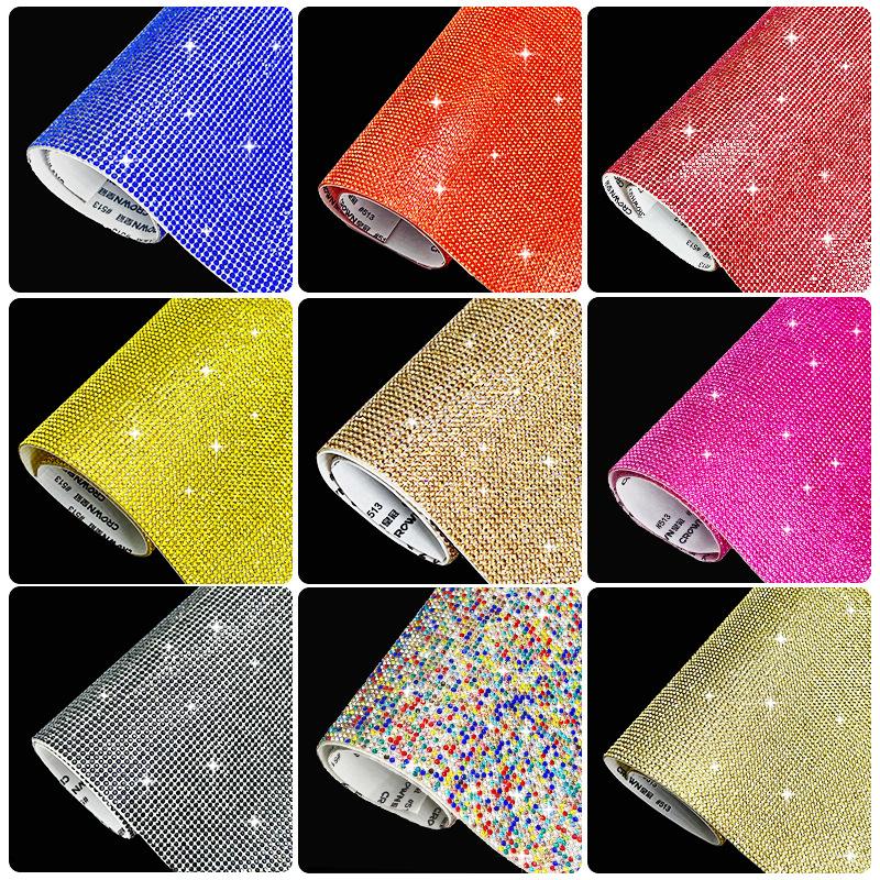 12x20/24x20cm Self-adhesive Rhinestone Crystal Glitter Stickers Sheet DIY Diamond Decoration Sticker Phone Car Trim Decor Decal