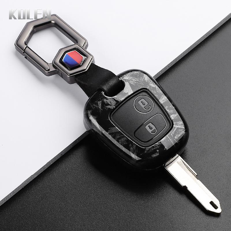 Custodia Cover Portachiavi Auto in Stile Fibra di Carbonio ABS per Peugeot 107 206 207 307 per Citroen C1 C2 C3 C4 Xsara Picasso per Toyota Aygo Fob