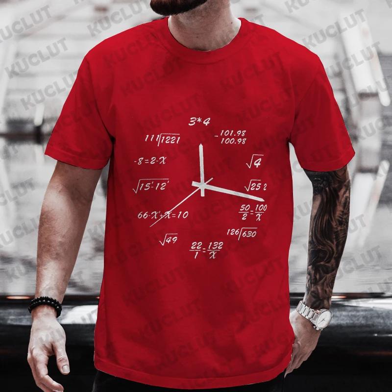 Lustiger Mathe-Uhr-Druck Herren T-Shirt Stilvolle Kleidung Kurzarm O-Ausschnitt Herren T-Shirt Kleidung Street T-Shirt Homme Oberteile Camisetas
