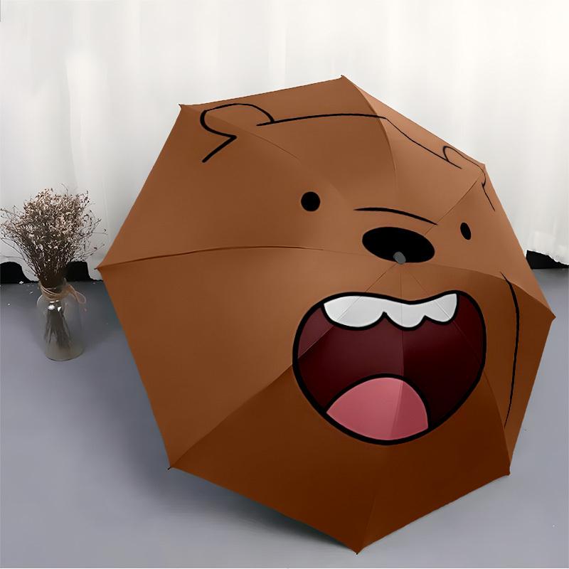 We Bare Bears Friends Automatic Folding Umbrella, Self-Opening/ Closing, Durable Windproof Travel Umbrella for Outdoor Adventures A0826098